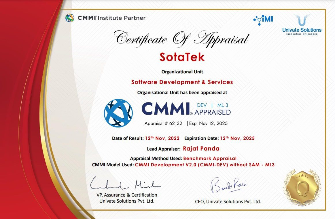 CMMI Level 3 certificate