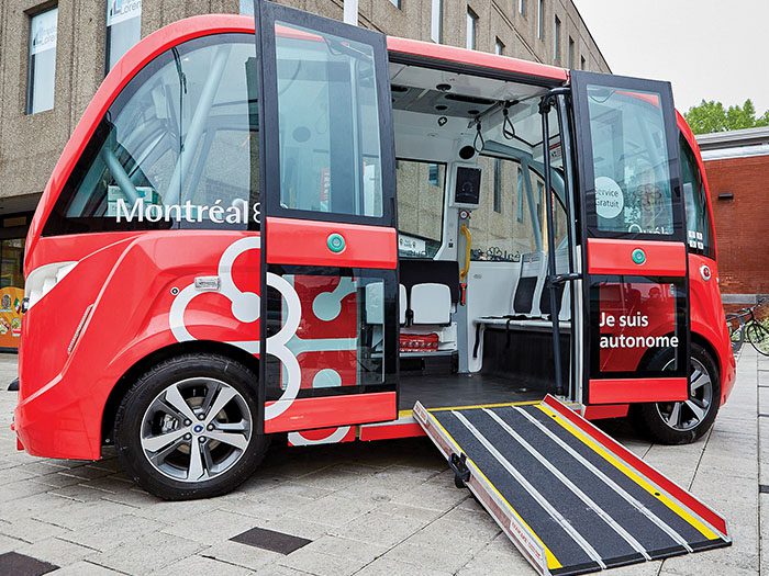 A self-driving bus in Montreal, Canada