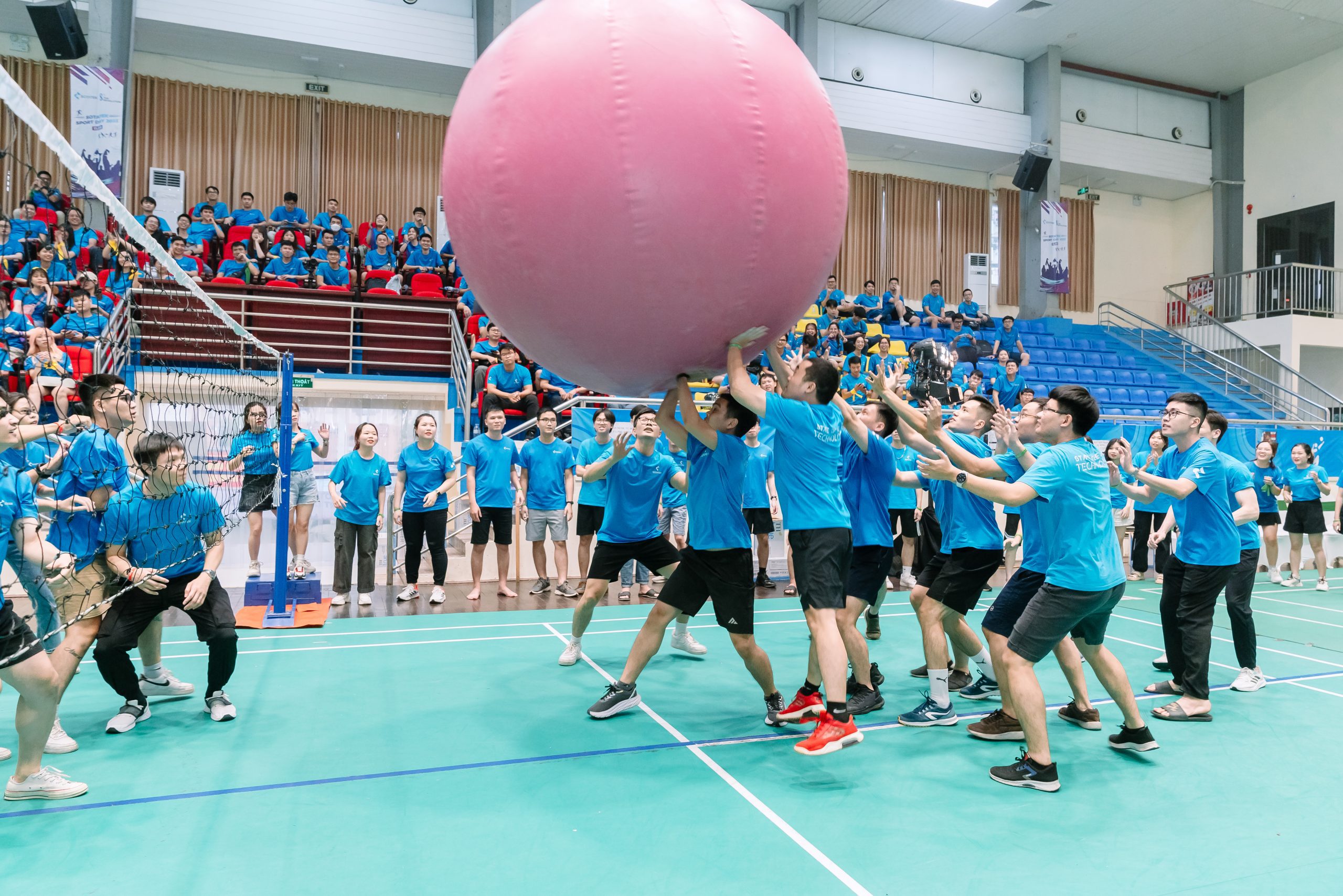 Giant volleyball at SotaTek Sports Day