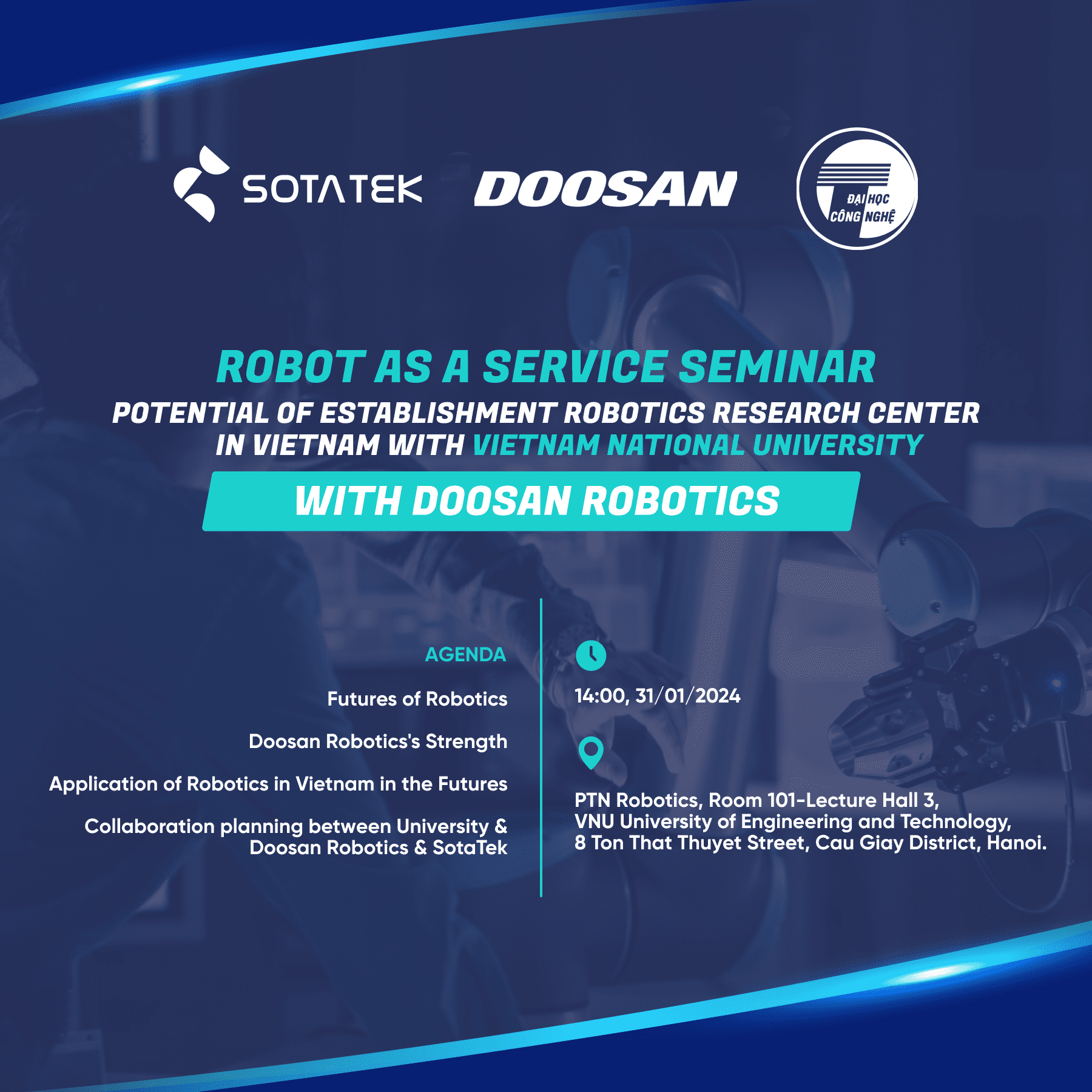 Agenda Establish a Robotics Research Center in Vietnam with Doosan Robotics
